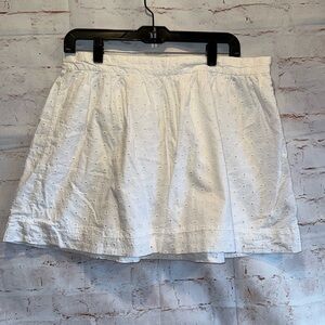 Gap Skirt Womens 10 White Eyelet Gather Short Mini Lined Cotton Summer Spring